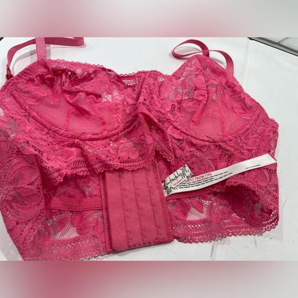 Intimately Free People Pink Lace Sorento Demi Longline Bra Sz 32C NWT Underwire - Picture 6 of 8